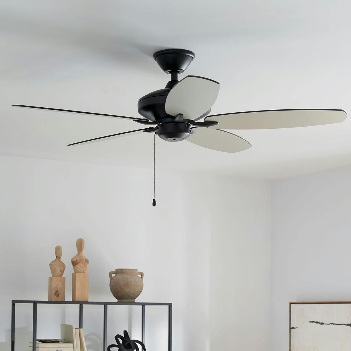 Day time living room featuring Renew ceiling fan 330164SBK