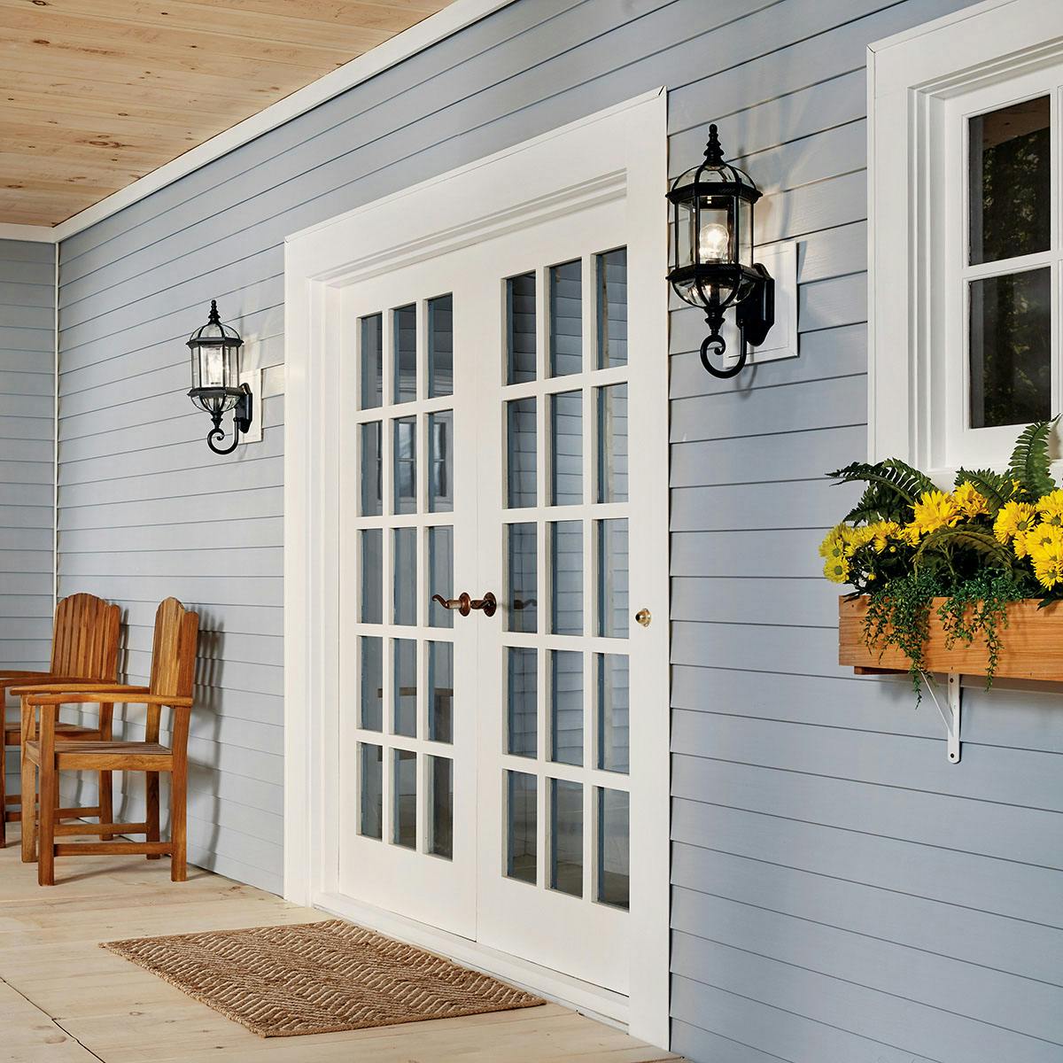 Day time Exterior image featuring Barrie outdoor wall light 9736BK