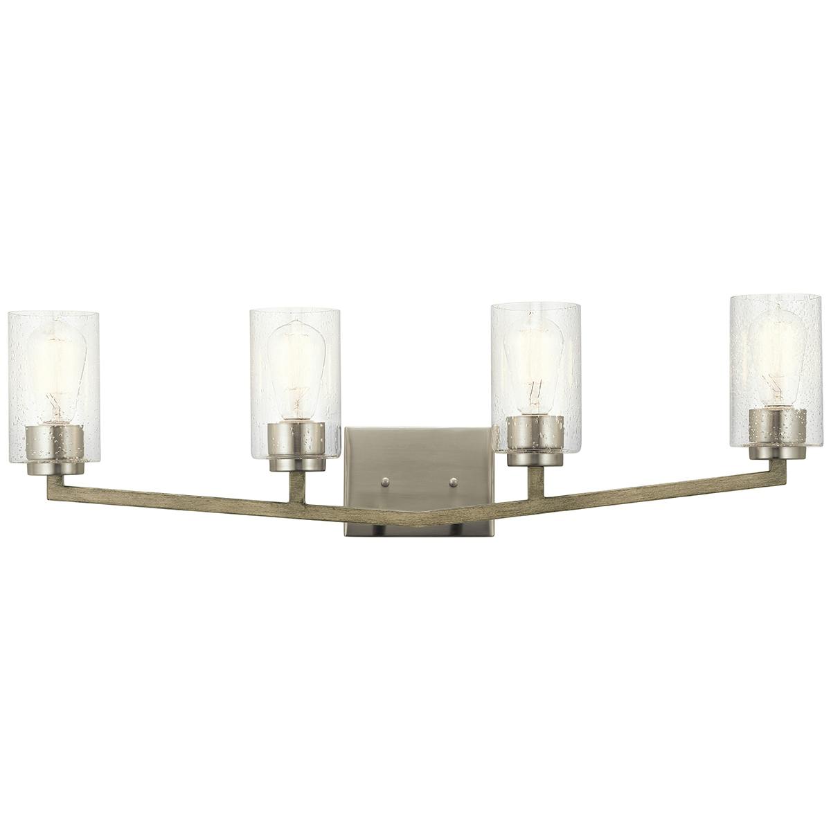Front view of the Deryn™ 32"  Vanity Light Antique Grey on a white background