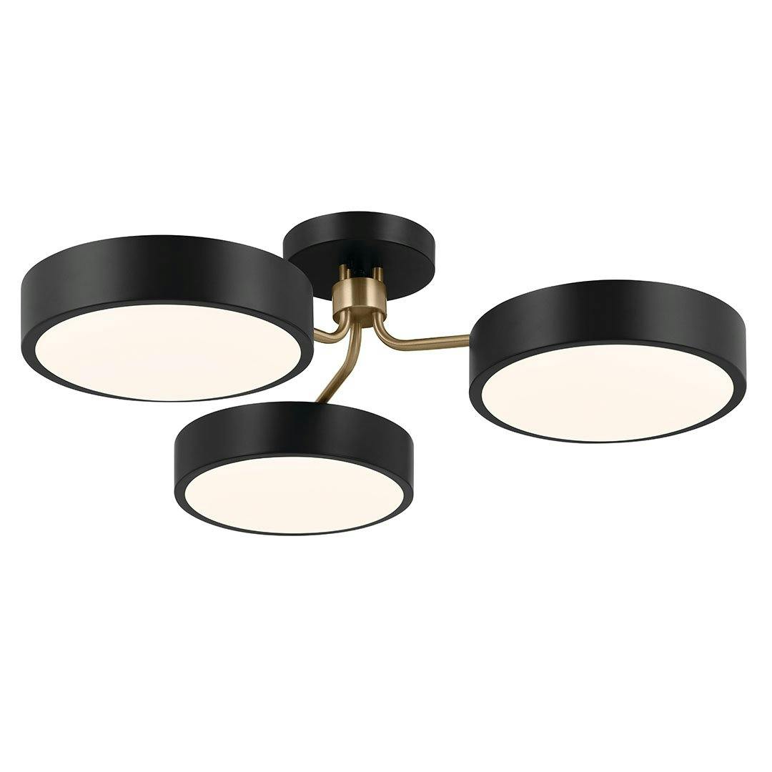 Sago 40 Inch 3 Light Semi Flush with Clear Acrylic with Inside Satin Etch in Black and Champagne Bronze on a white background