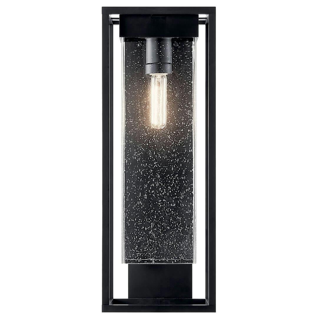 Front view of the The Mercer 24" 1 Light Outdoor Wall Light in Black with Silver Highlights on a white background