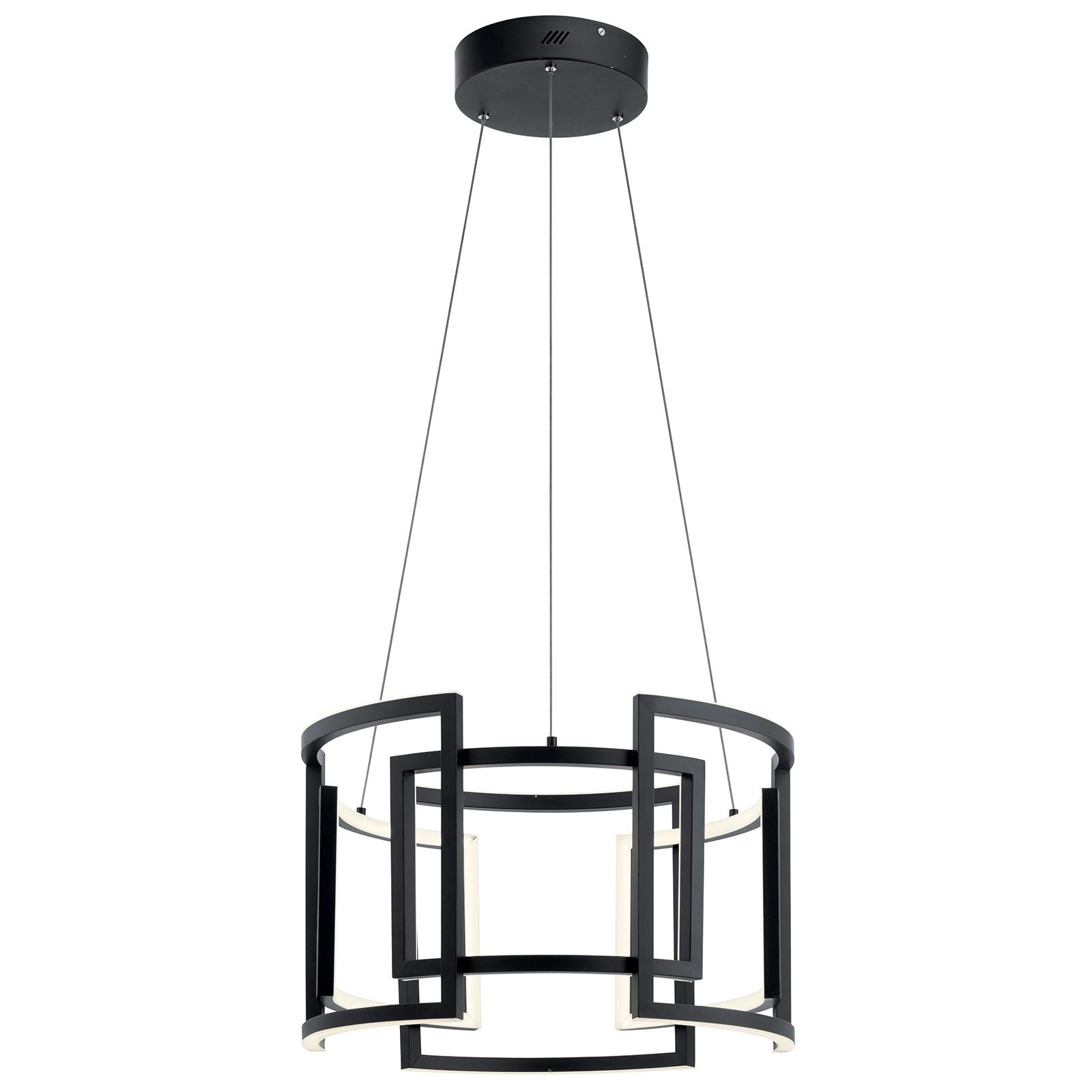 Profile view of the Melko™ 23.5" LED Round Pendant Black on a white background