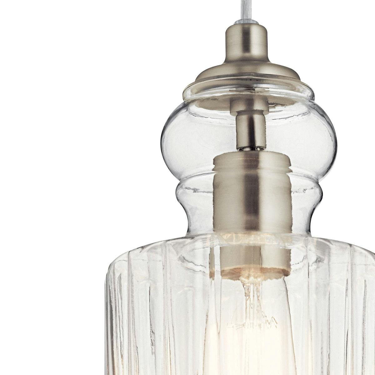 Close up view of the Riviera 10.75" 1 Light Pendant in Nickel on a white background