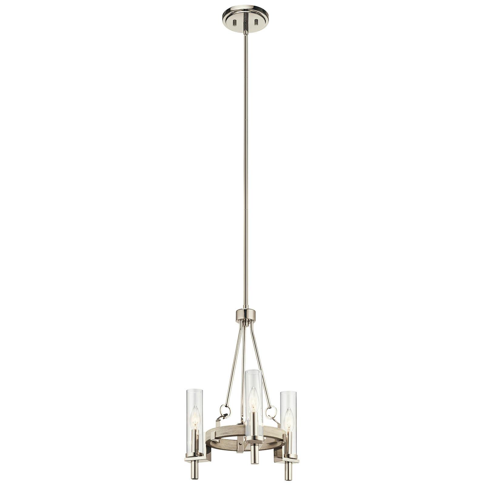 Telan 3 Light Chandelier White Washed on a white background