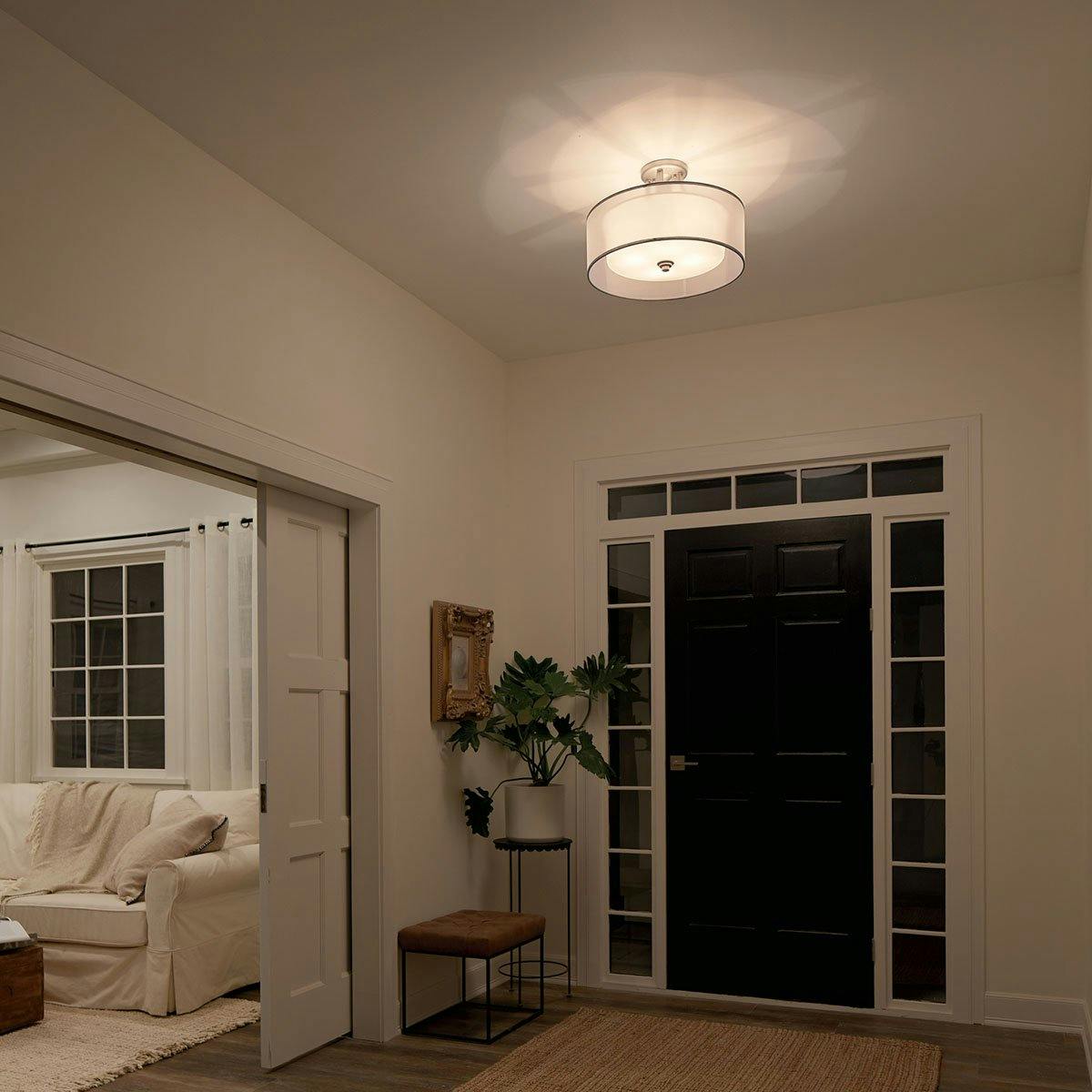 Night time Hallway image featuring Lacey flush mount light 42387AP