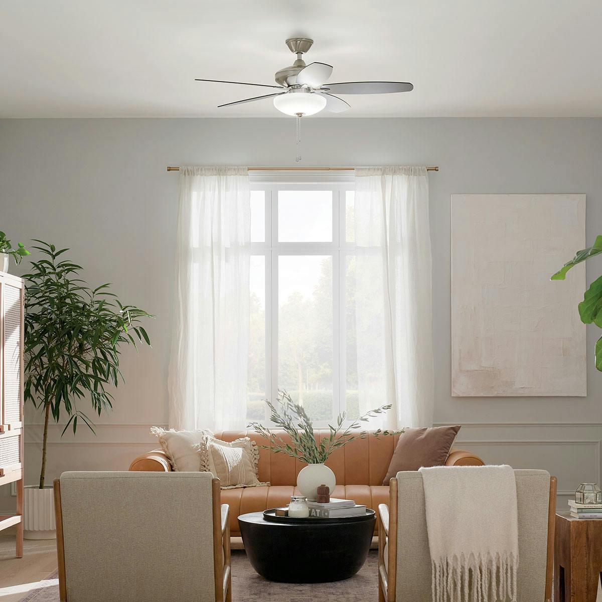 Day time living room featuring Renew ceiling fan 330161BSS