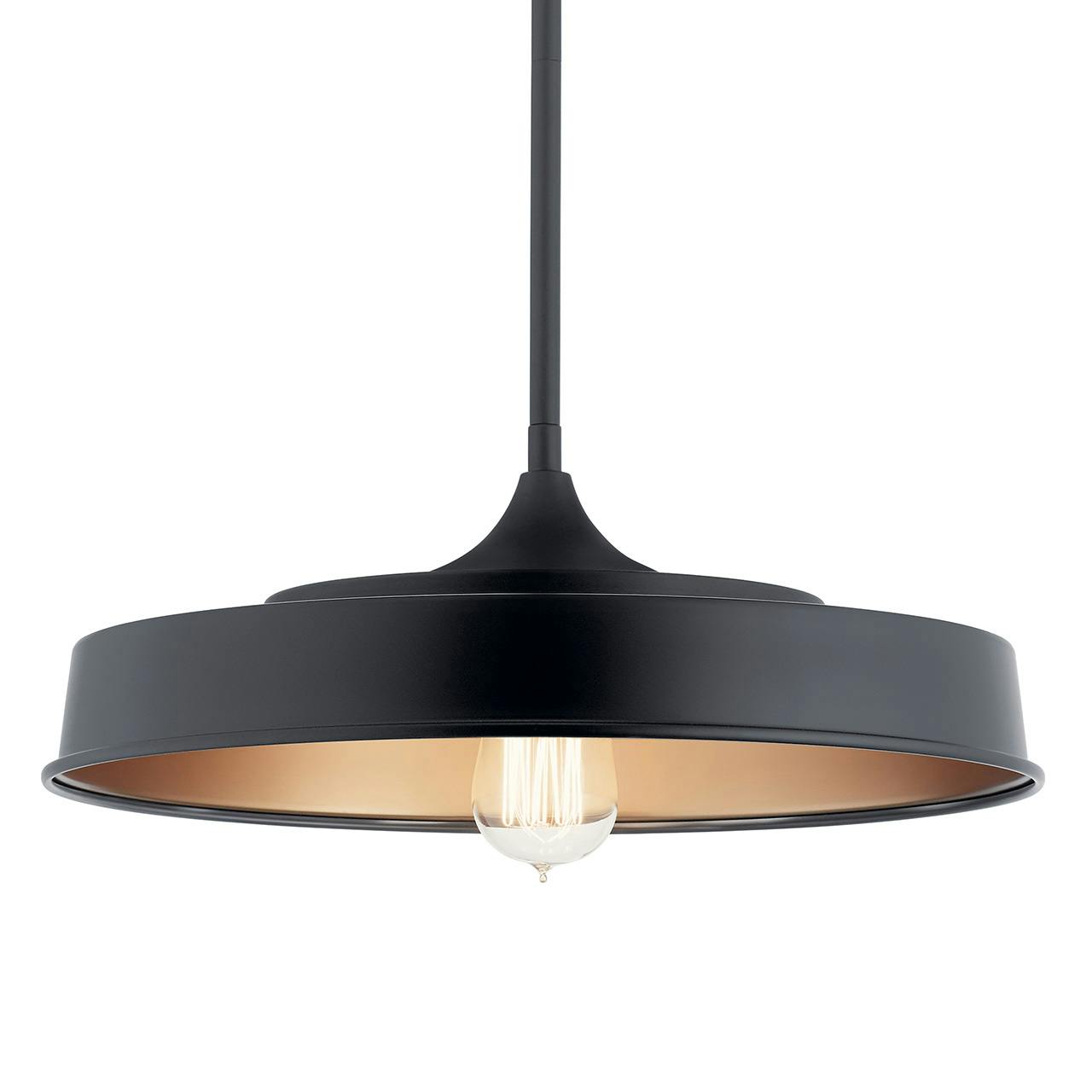 Elias 16" 1 Light Semi Flush Black without the canopy on a white background