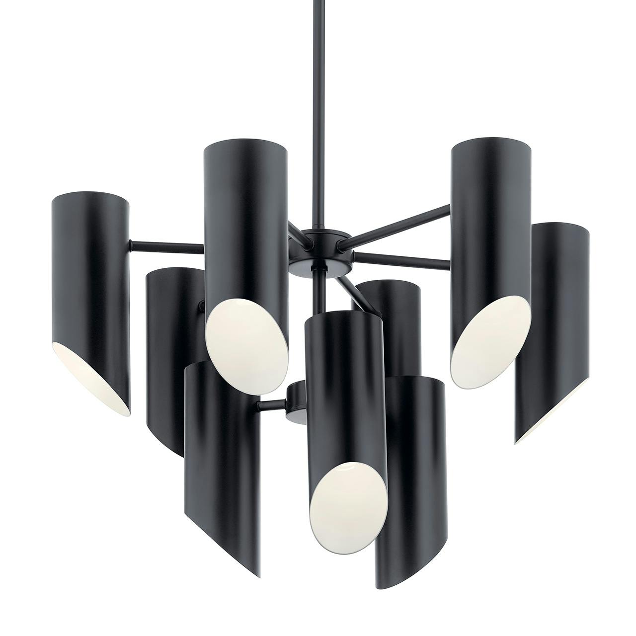 Trentino 9 Light Chandelier Black without the canopy on a white background