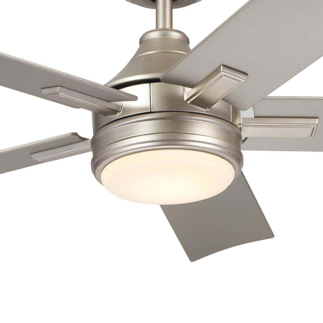 52" Tide 5 Blade Weather+ Outdoor Ceiling Fan Brushed Nickel on a white background