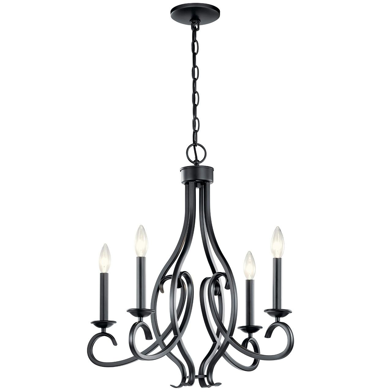 Ania 4 Light Chandelier in Black on a white background