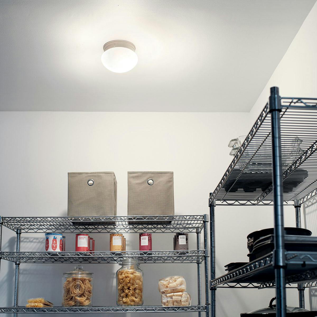 Night time pantry image featuring Ceiling Space flush mount light 8206NI