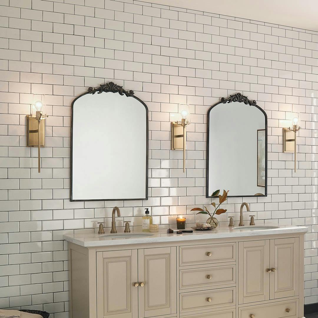 Day time bathroom with Alton 22" 1 Light Wall Sconce Champagne Bronze