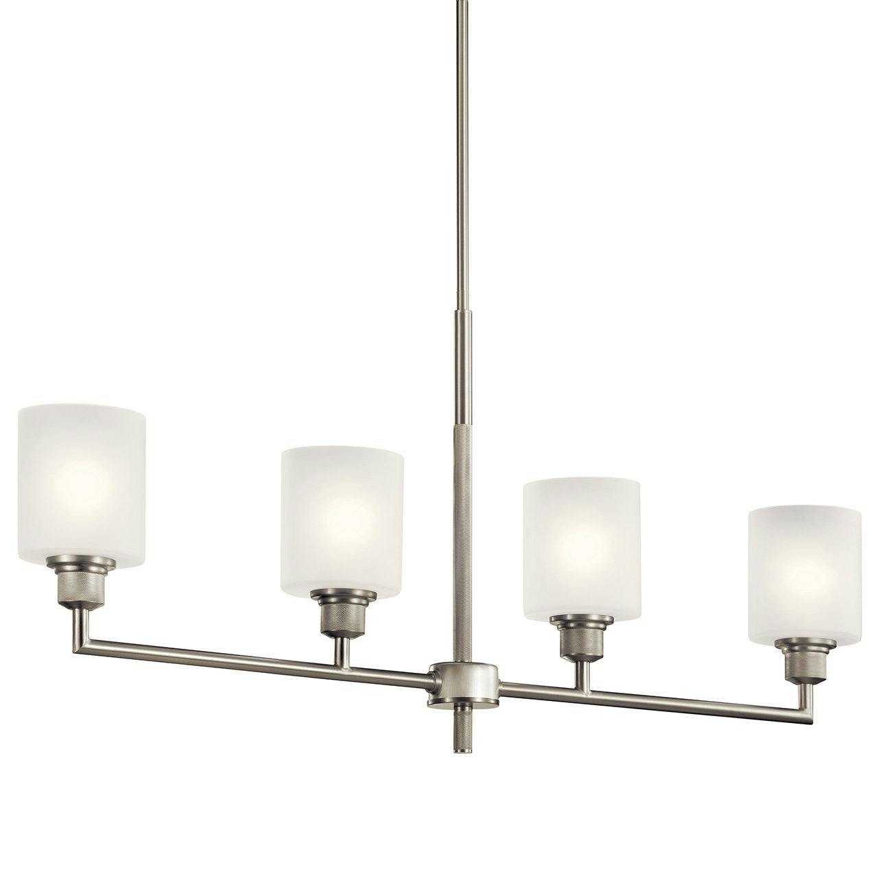 Lynn Haven Linear Chandelier Nickel without the canopy on a white background