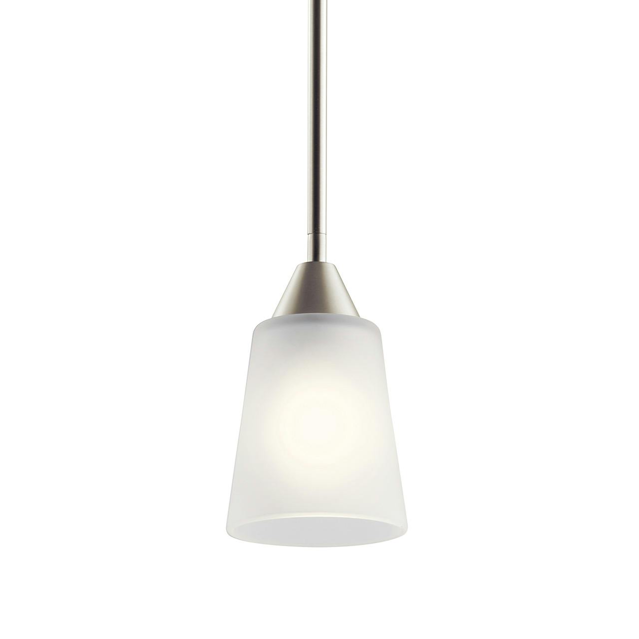 Skagos 1 Light Mini Pendant Nickel without the canopy on a white background