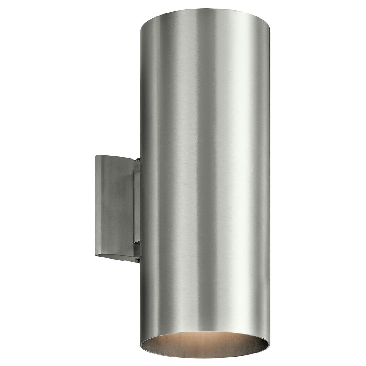 Cylinder 15" Wall Light Brushed Aluminum on a white background