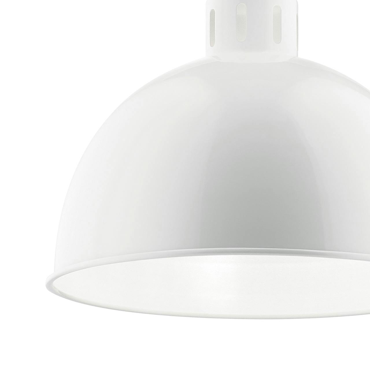 Close up view of the Zailey™ 15.75" 1 Light Pendant in White on a white background