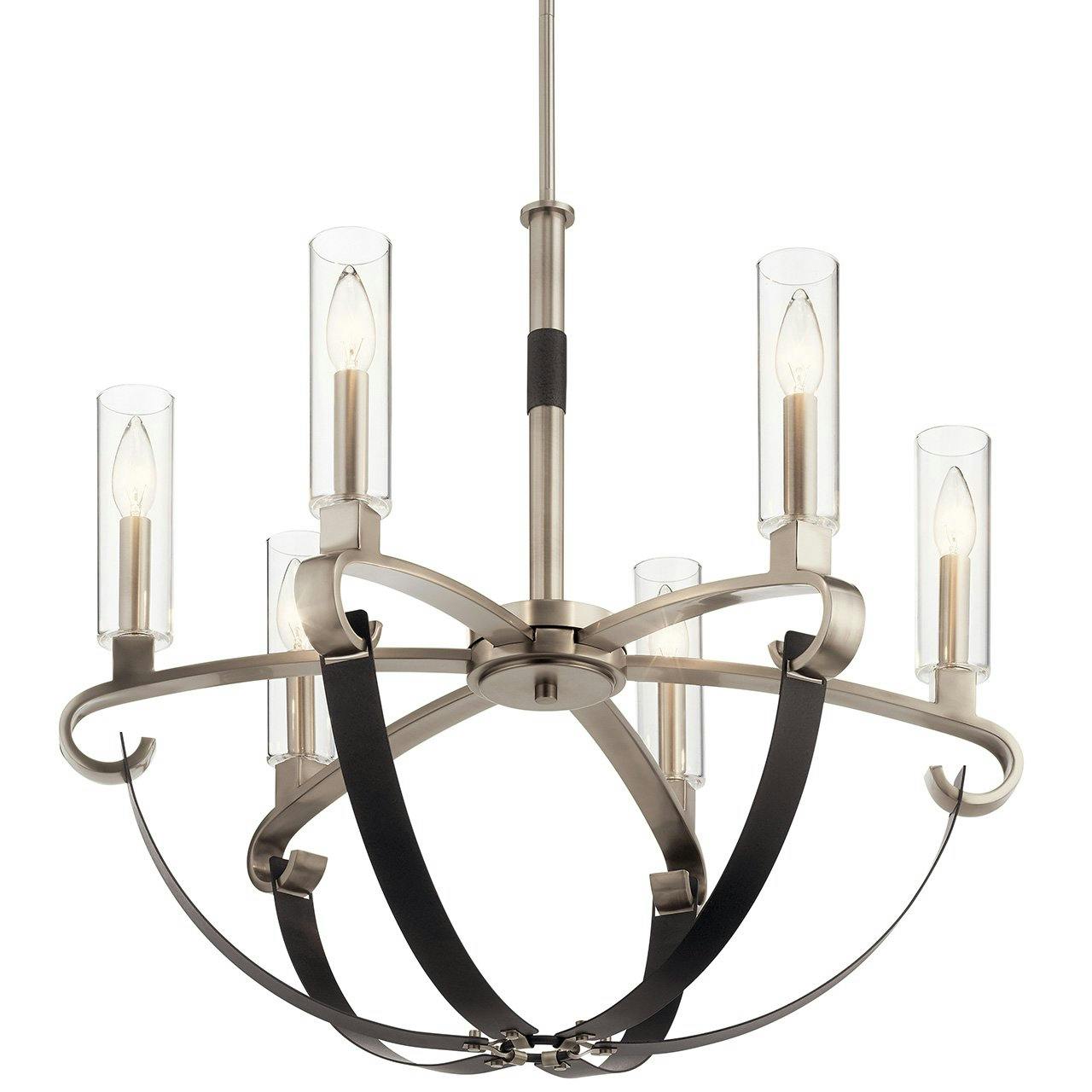 Artem 26" Chandelier Cylinders Pewter without the canopy on a white background