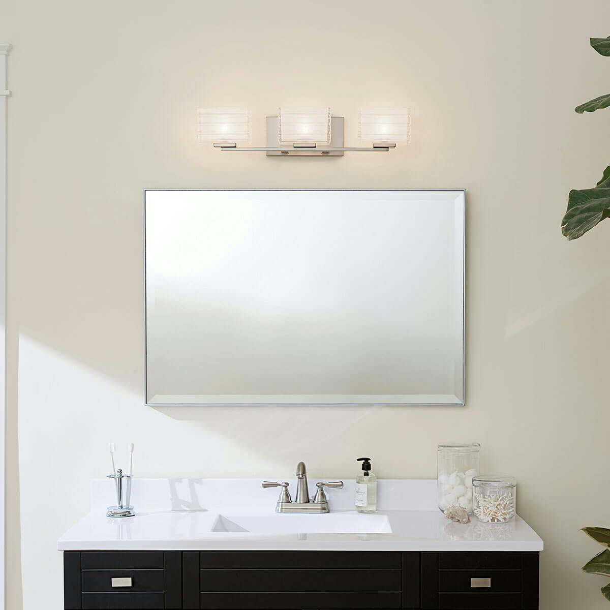 Day time Bathroom featuring Bazely vanity light 45479NI