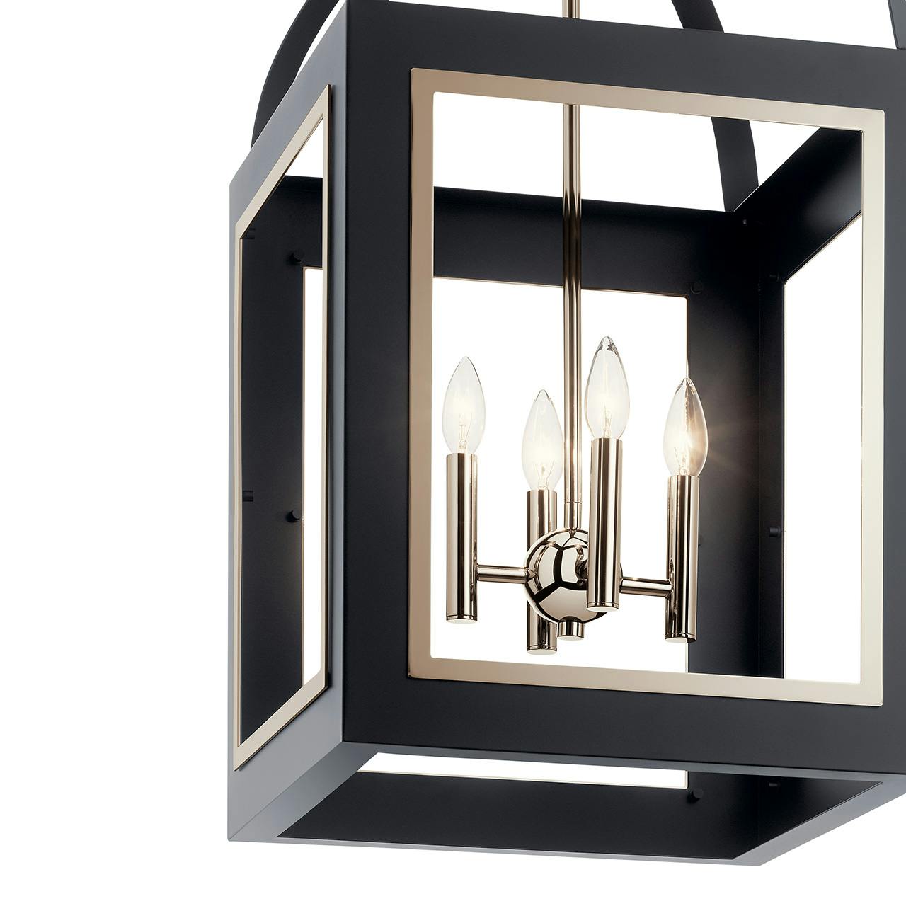 Close up view of the Vath™ 16" 4 Light Foyer Pendant Black on a white background