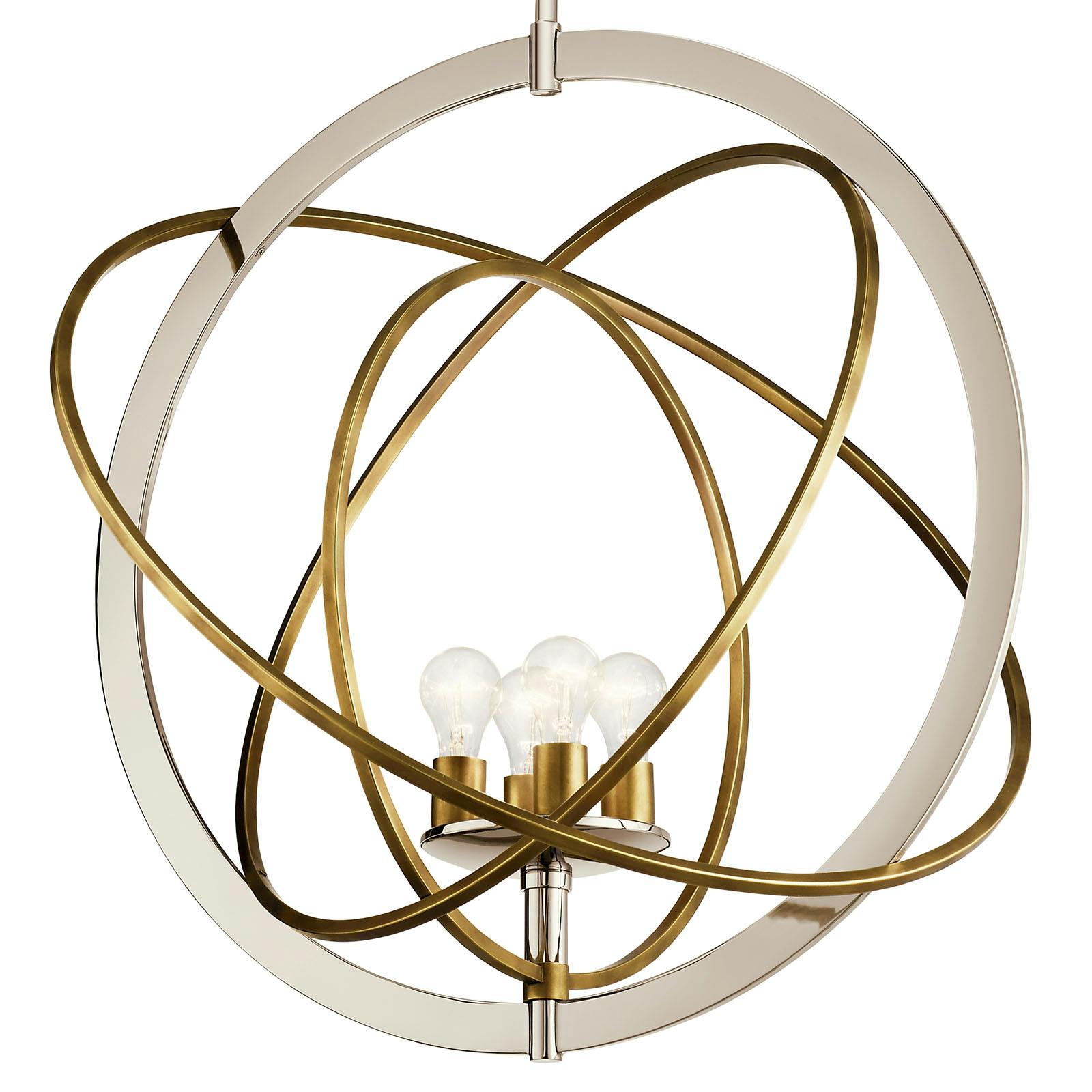 Close up view of the Ibis 4 Light Pendant Polished Nickel on a white background