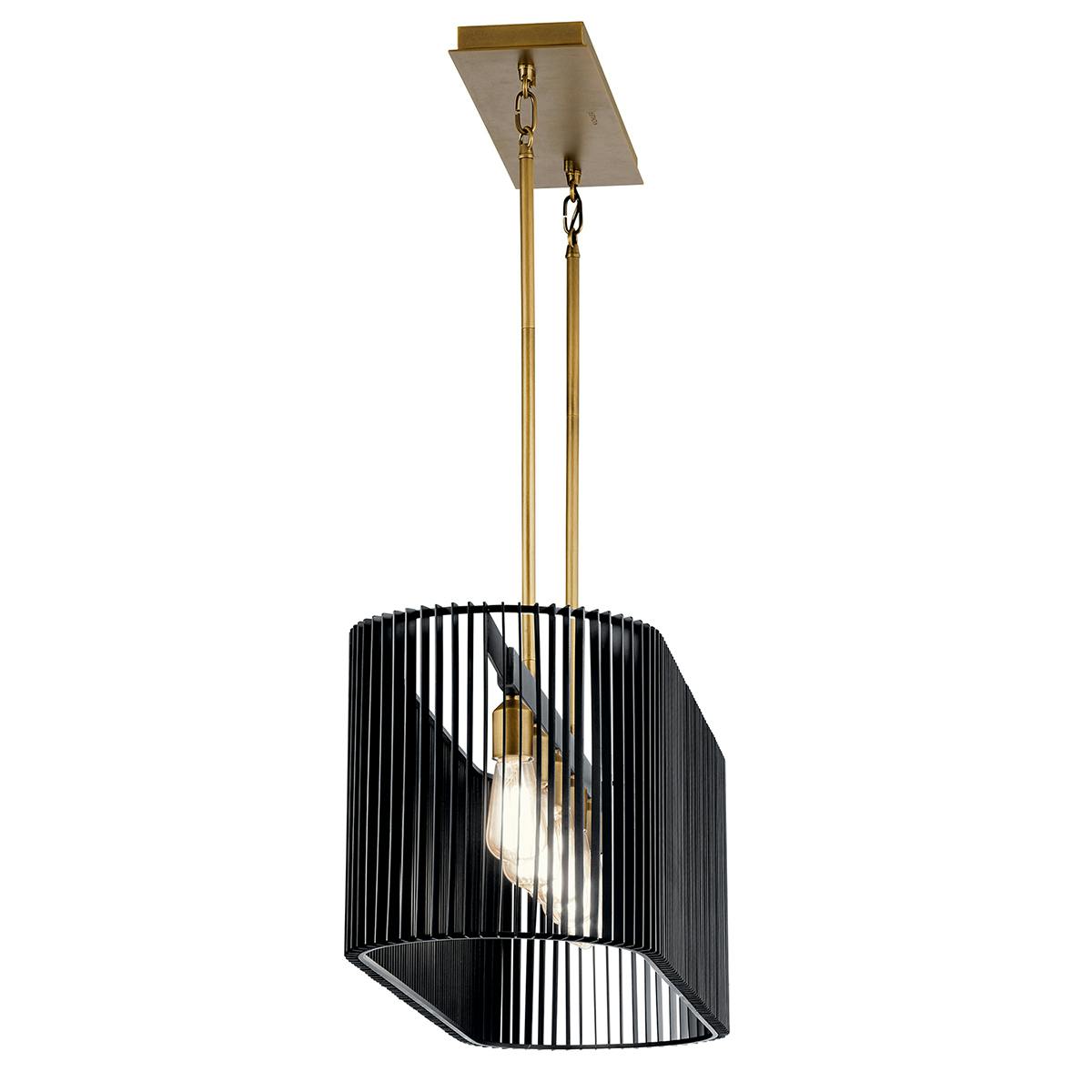 Profile view of the Linara 5 Light Linear Chandelier Black on a white background
