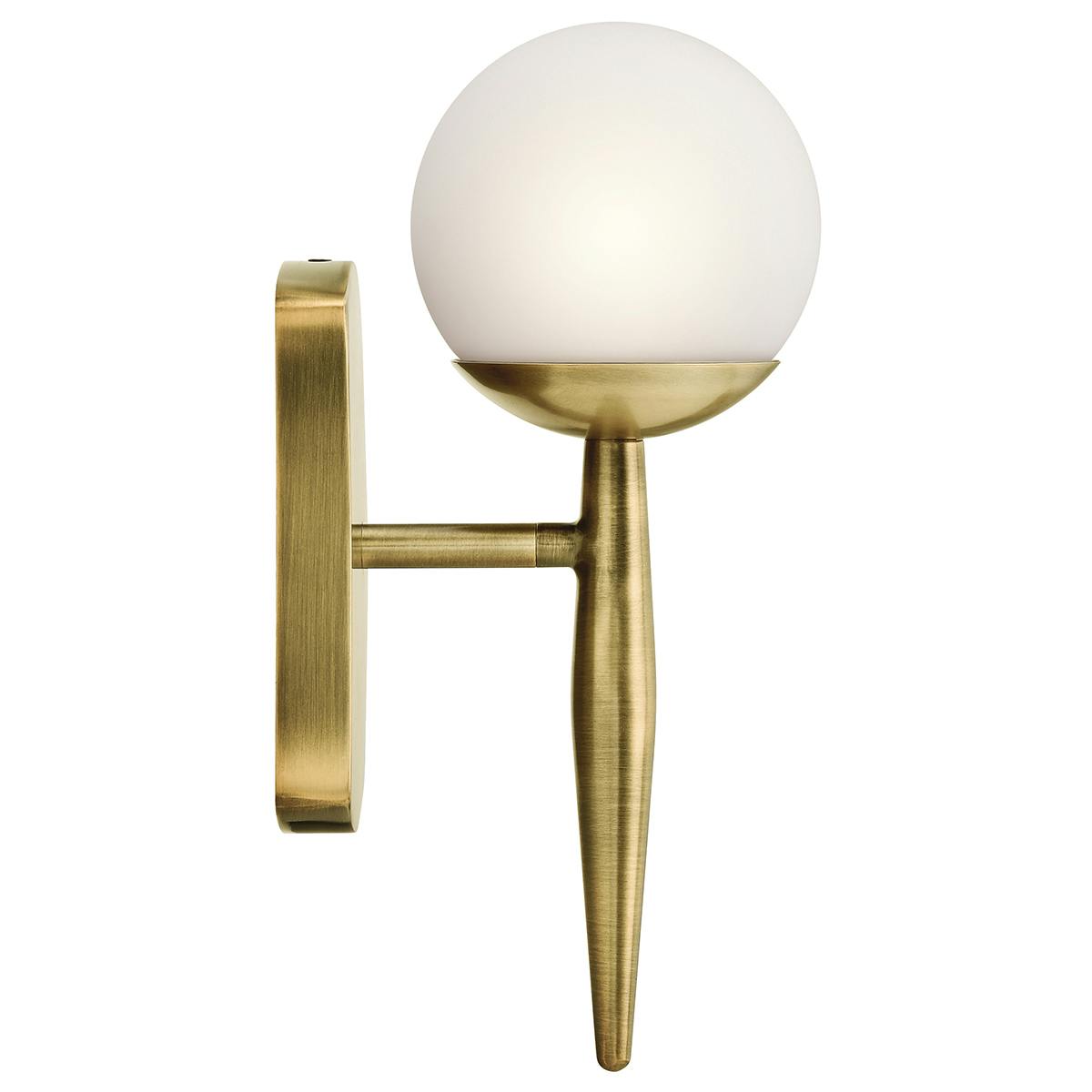 Profile view of the Jasper 11.5" 1 Light Halogen Sconce Brass on a white background