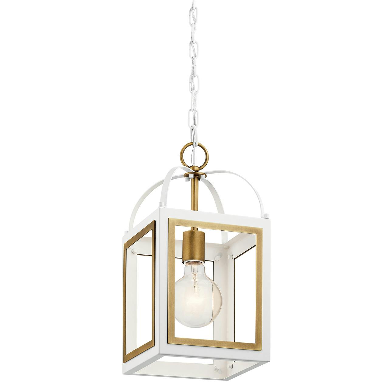 Vath 8" 1 Light Foyer White & Brass without the canopy on a white background