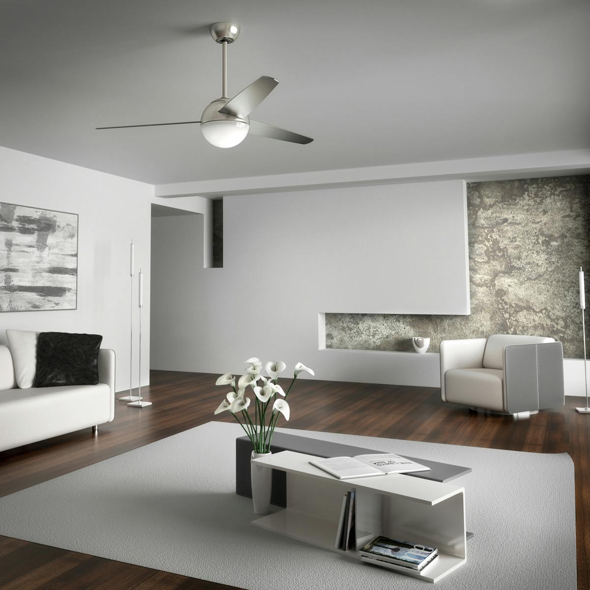 Living room featuring Bisc ceiling fan 300710PN