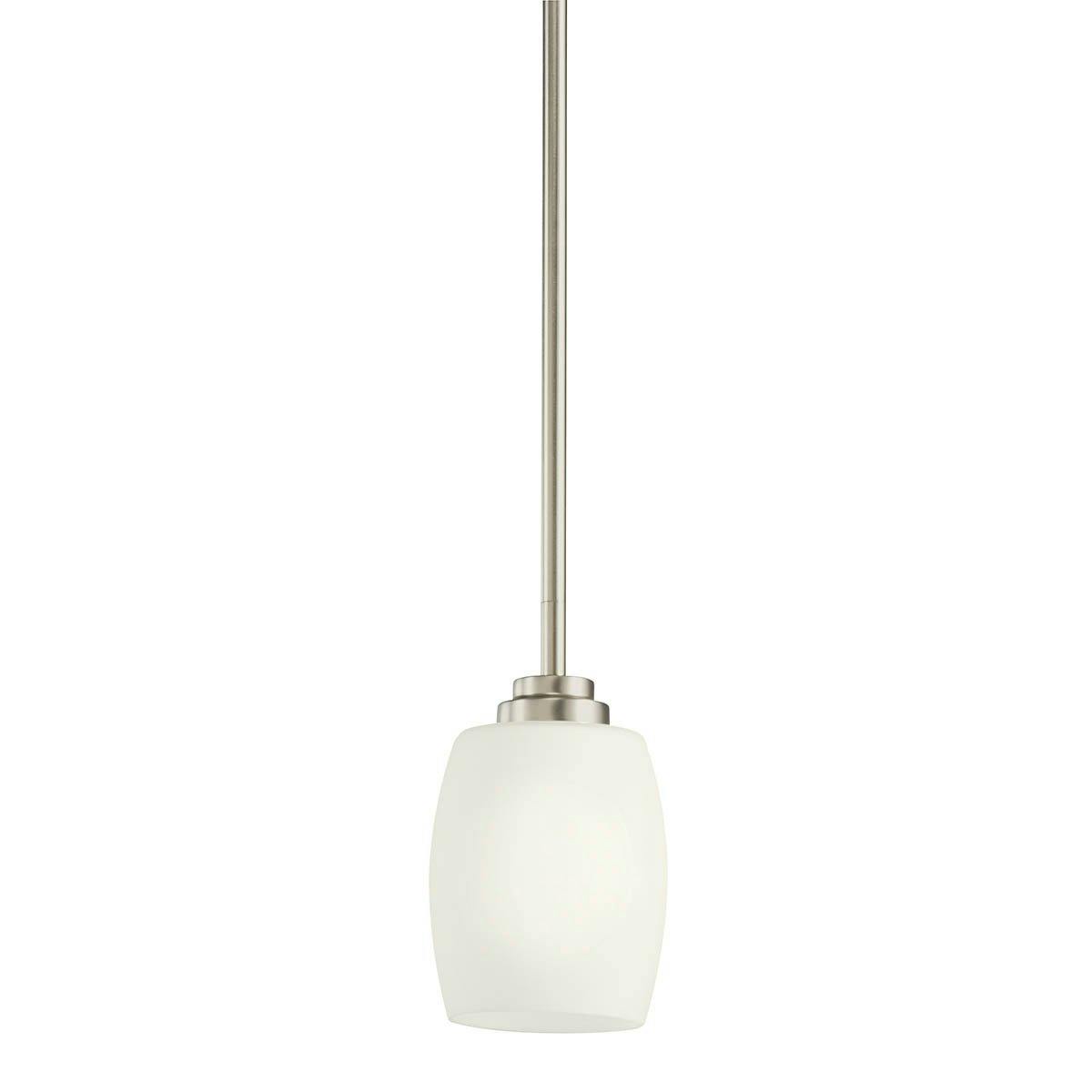 Eileen 8" Mini Pendant in Brushed Nickel on a white background