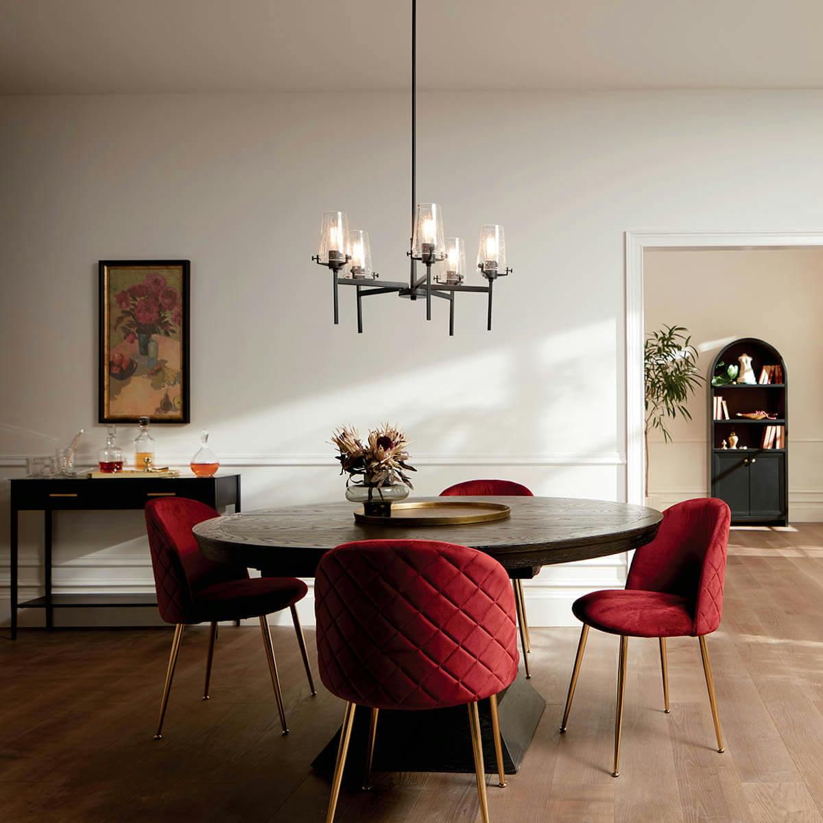 Day time dining room with Alton chandelier in black