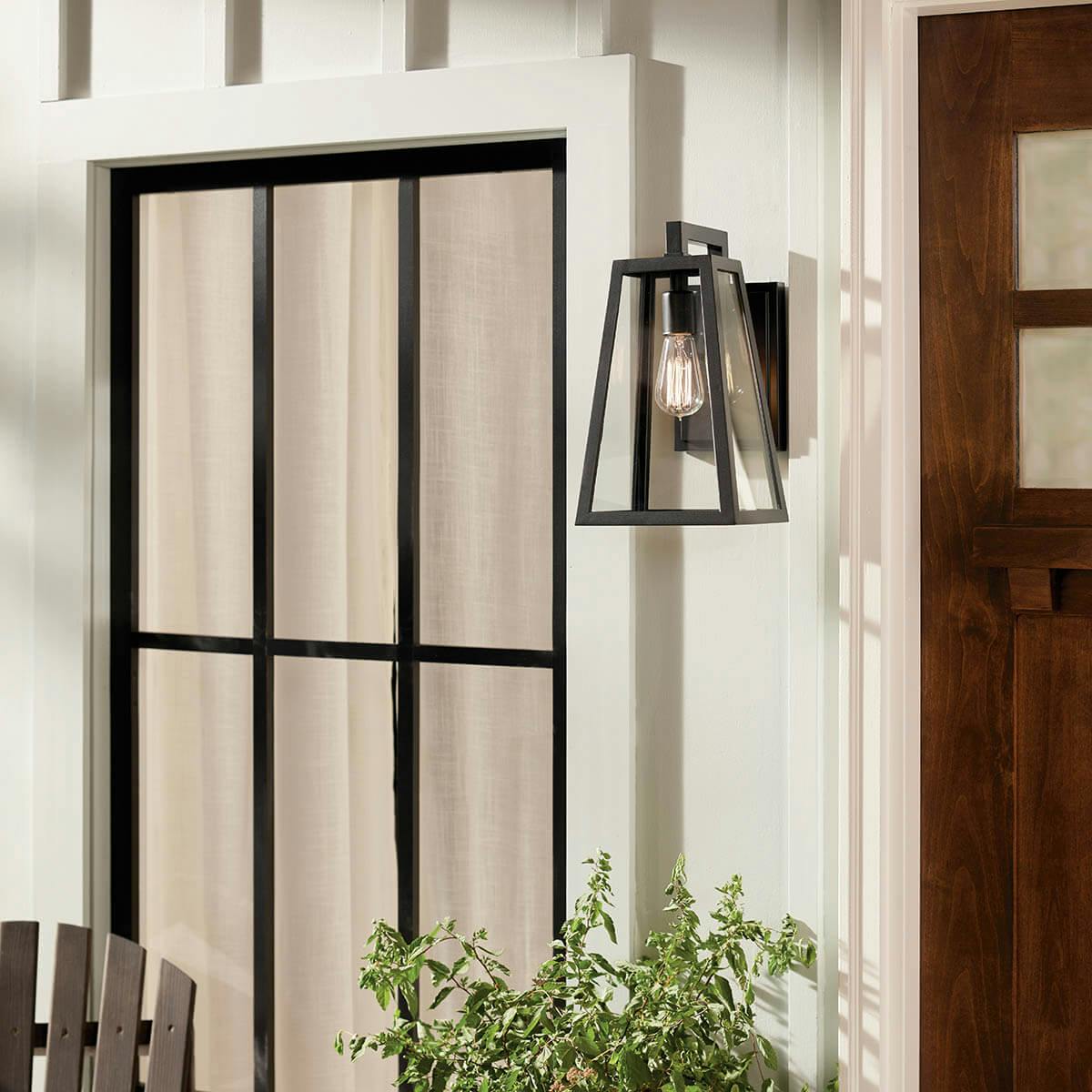 Day time porch with Delison 14" 1 Light Wall Light Black