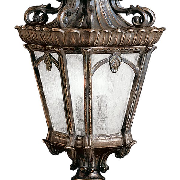 Close up view of the Tournai 30"Outdoor Post Light Londonderry on a white background