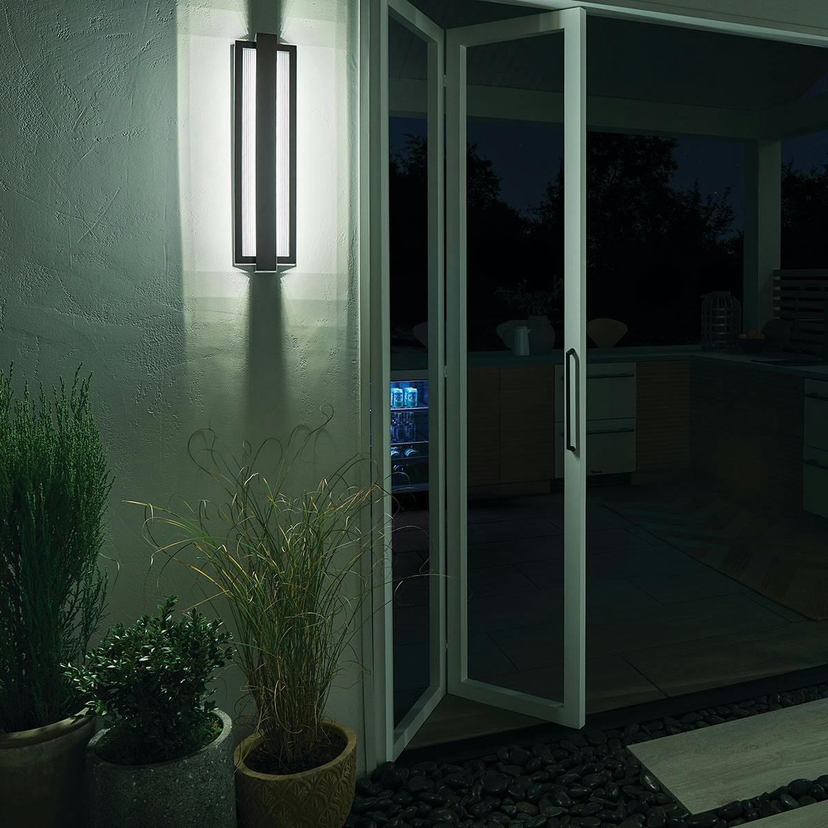 Night time Exterior image featuring Sedo outdoor wall light 49435AZ