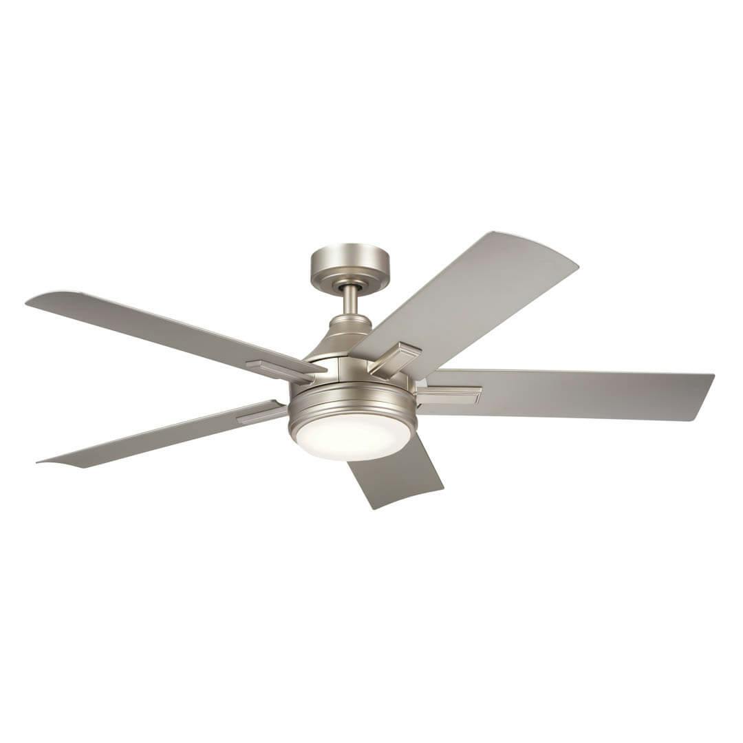 52" Tide 5 Blade Weather+ Outdoor Ceiling Fan Brushed Nickel on a white background
