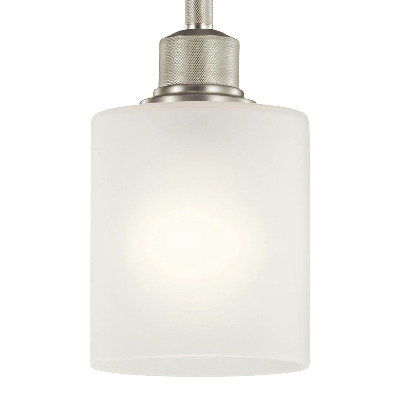 Close up view of the Lynn Haven 1 Light Mini Pendant Nickel on a white background