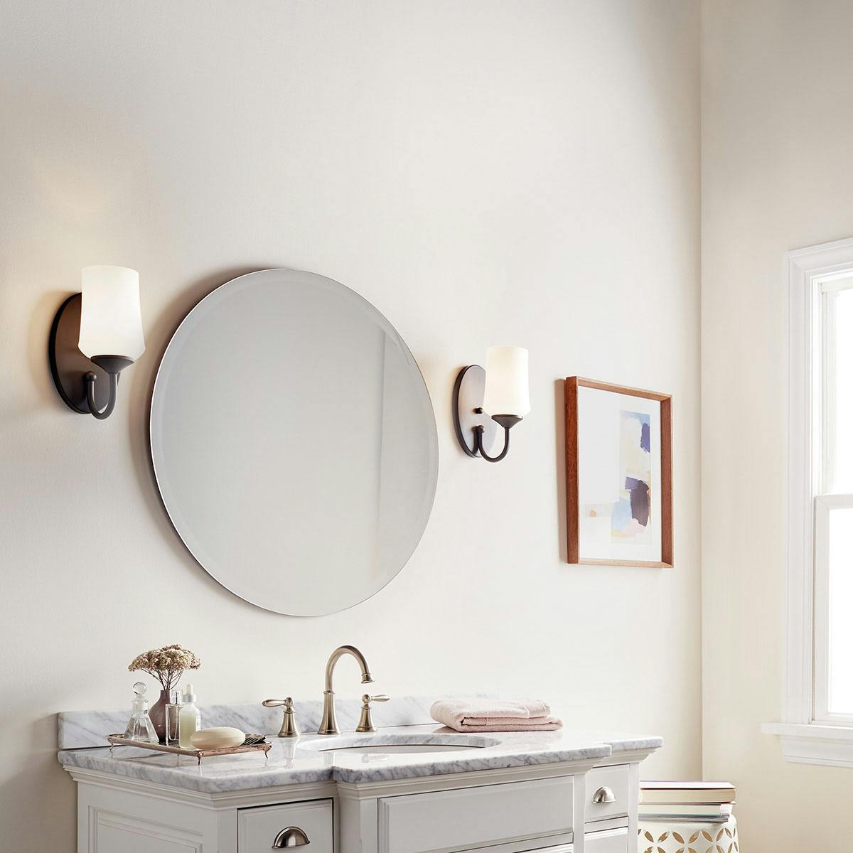 Day time Bathroom featuring Aubrey vanity light 45568OZ
