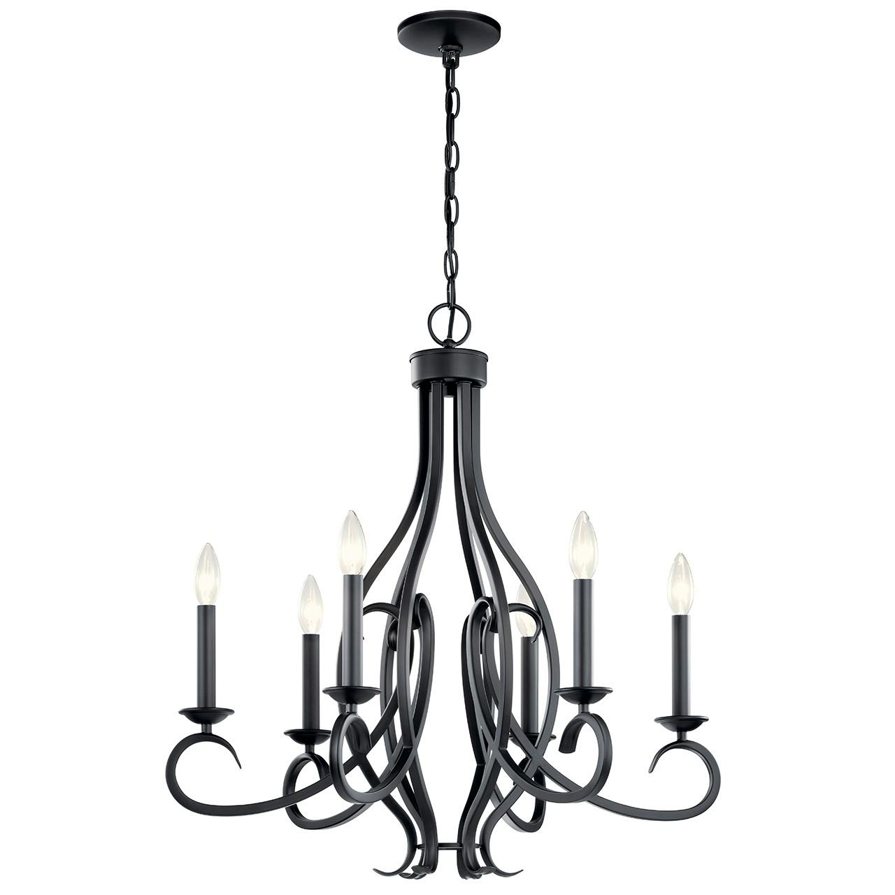 Ania 6 Light Chandelier in Black on a white background