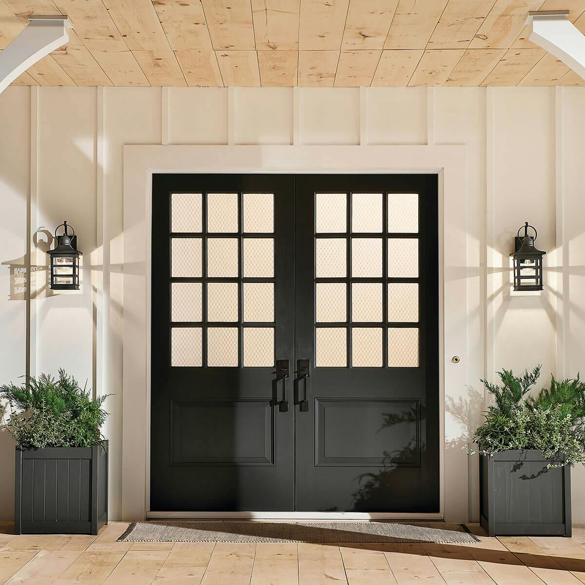 Day time outdoor entryway image featuring Grand Ridge outdoor wall light 39536