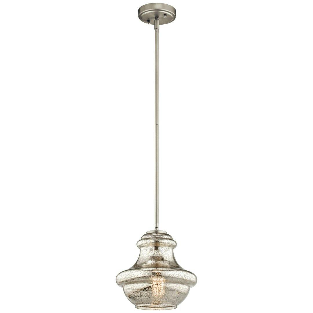 Everly 9.25" Schoolhouse Pendant in Nickel on a white background