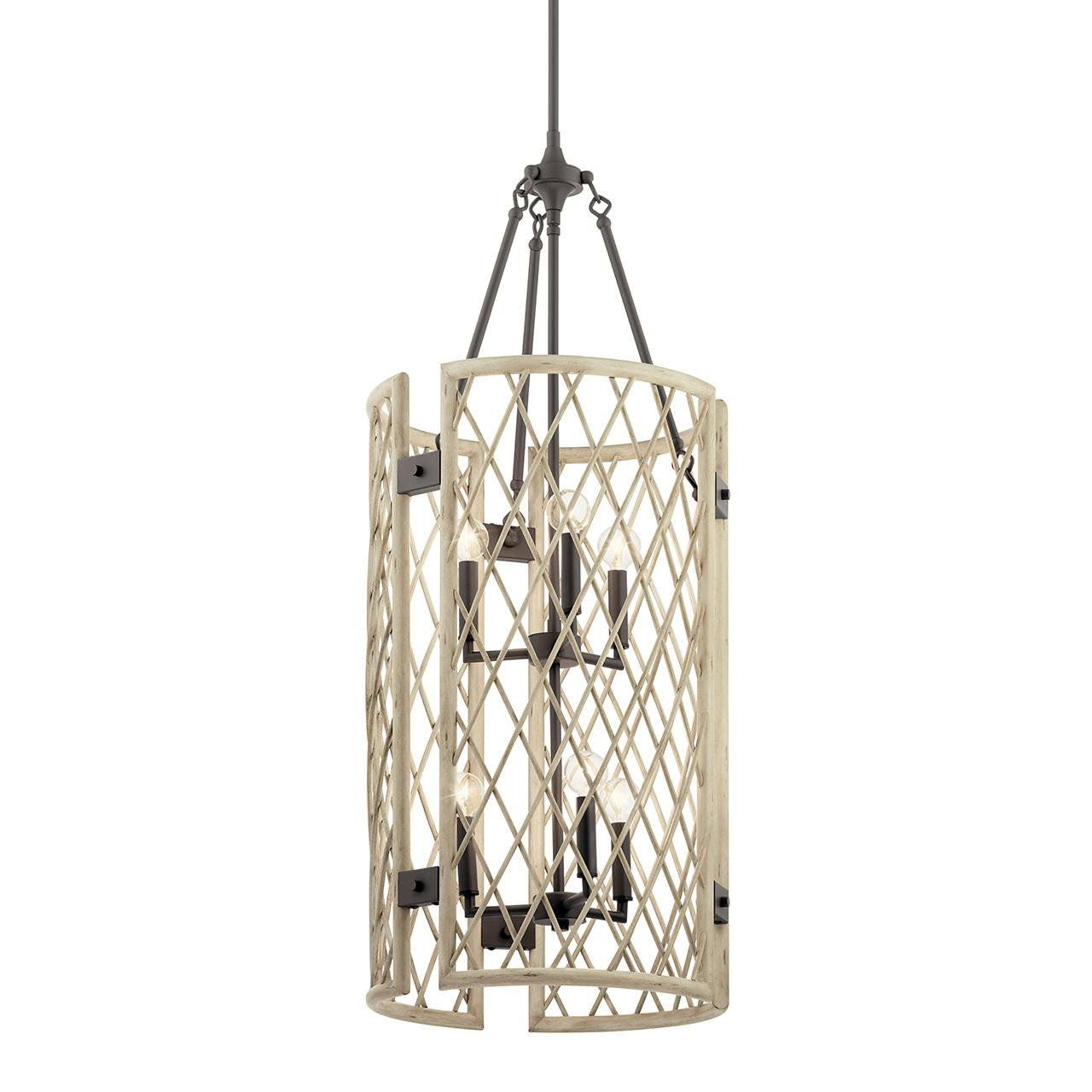 Oana 6 Light Chandelier White Washed without the canopy on a white background