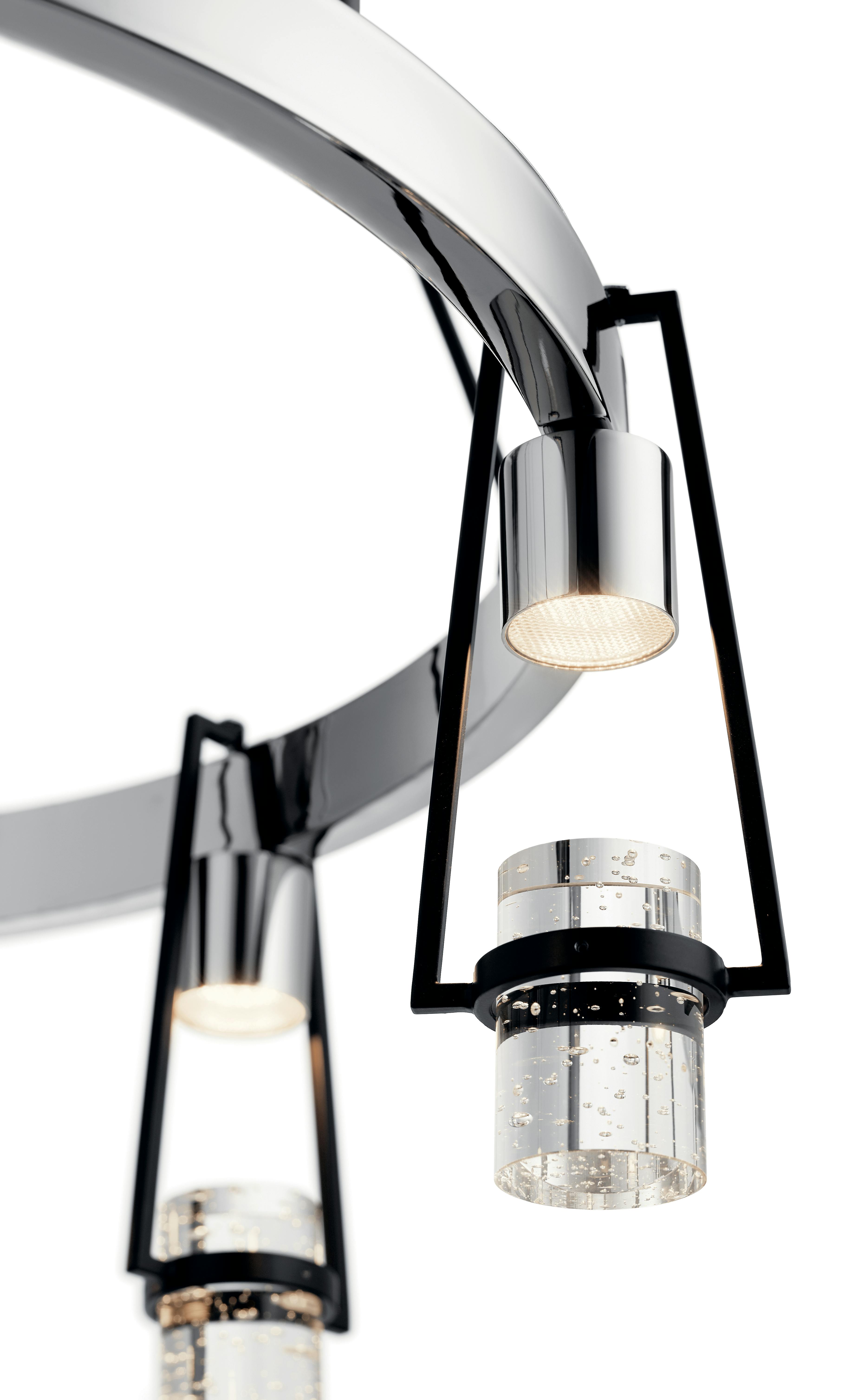 Close up view of the Ayse 6 Light Chandelier in Chrome on a white background
