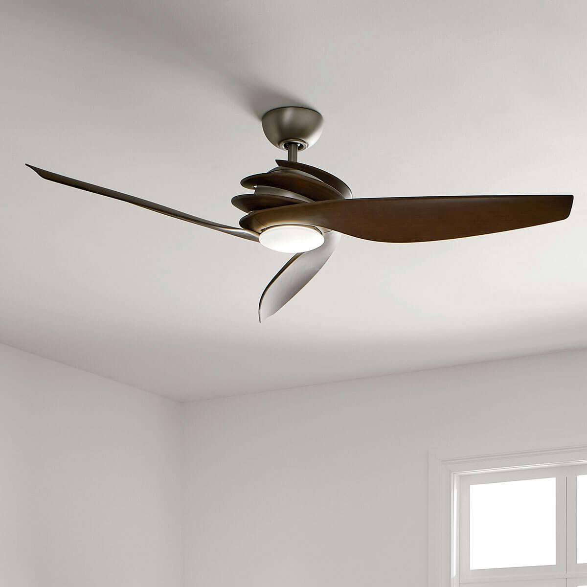 Day time living room image featuring Spyra ceiling fan 300700NI