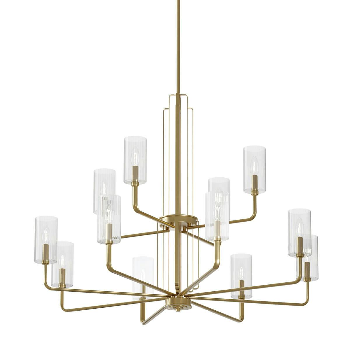 Kimrose 12 Light Chandelier Brass without the canopy on a white background