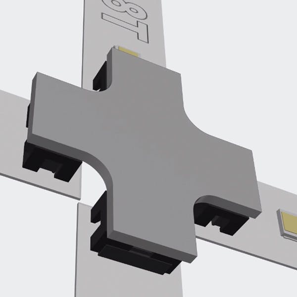Product image of a 4 way connector connecting 4 8T tape lights.