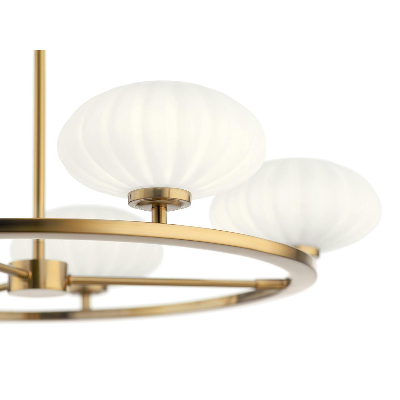 Close up view of the Pim 40" 5 Light Round Chandelier in Gold on a white background