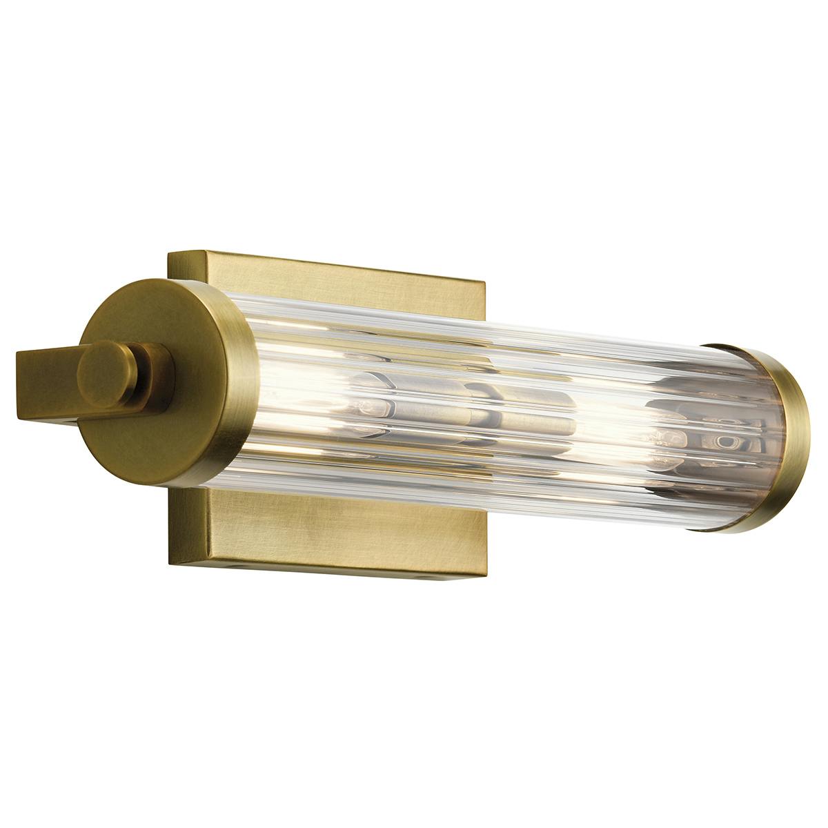 Azores 2 Light Wall Sconce Natural Brass on a white background