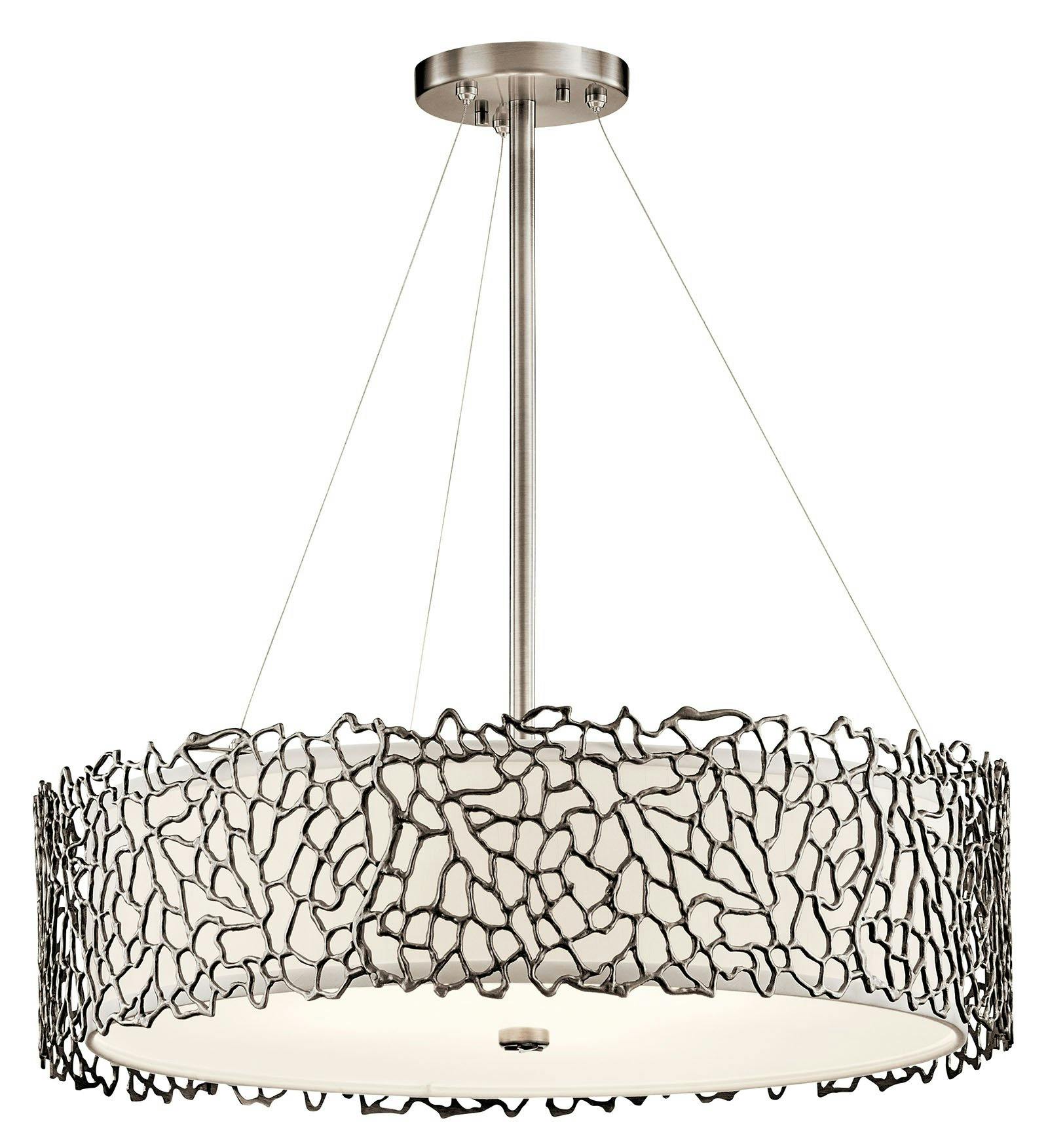 Silver Coral 4 Light Chandelier Pewter on a white background