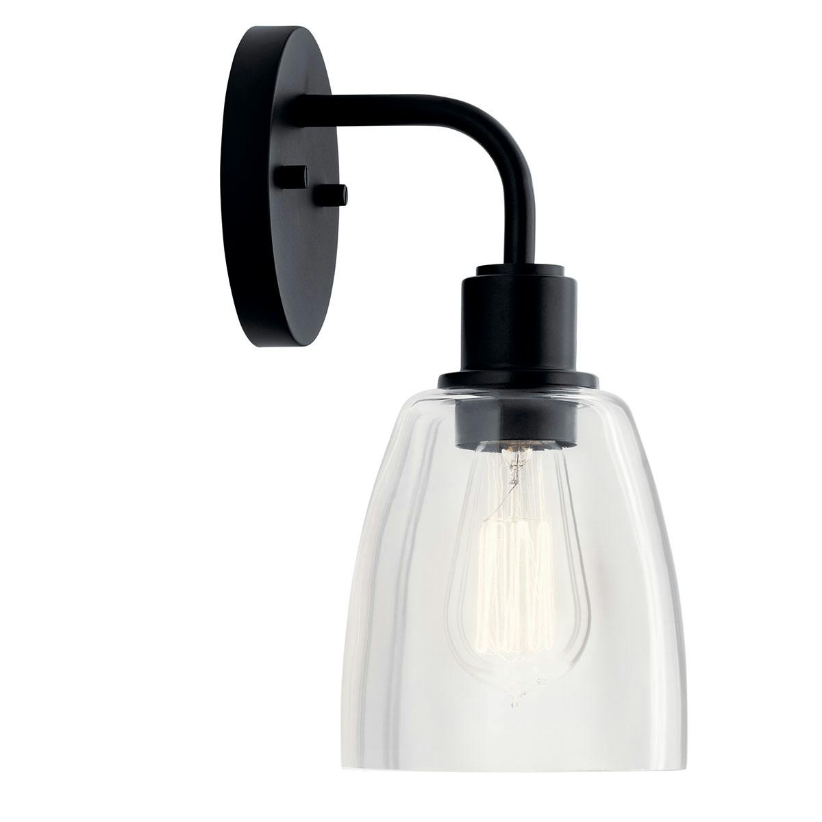 Profile view of the Meller 11" 1 Light Sconce Black on a white background