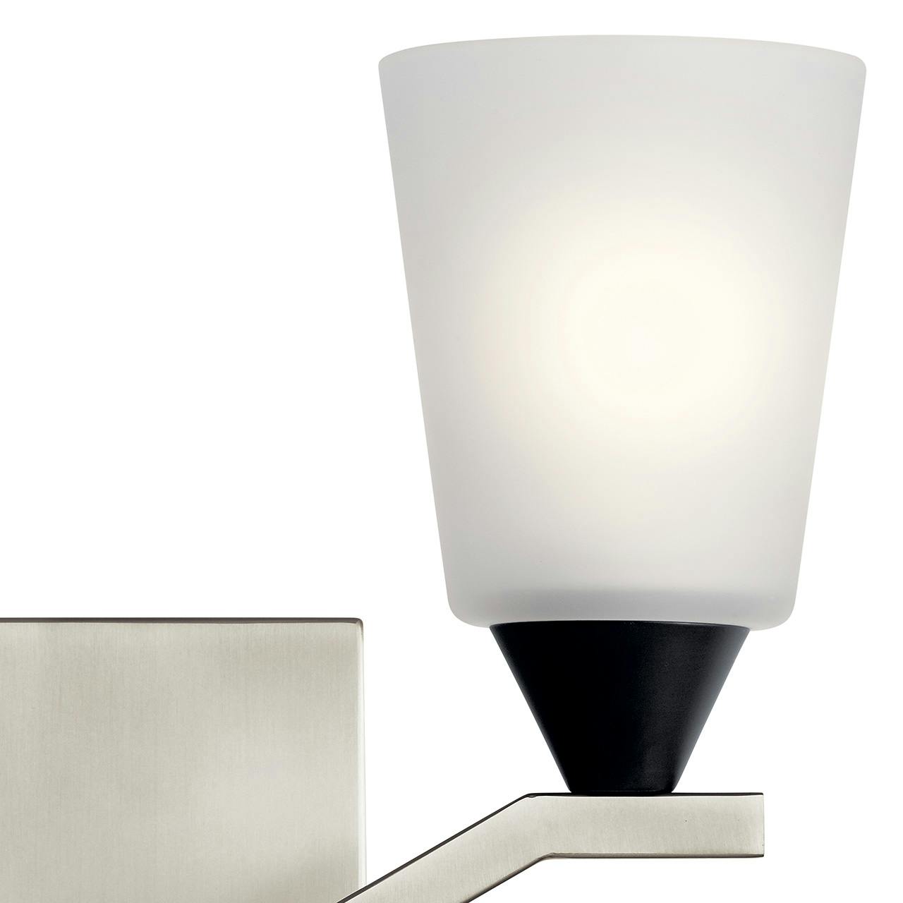 Close up view of the Skagos 2 Light Vanity Light Nickel on a white background