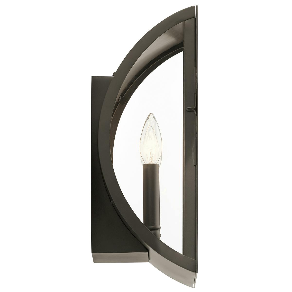 Profile view of the Narelle 15"Wall Light Olde Bronze on a white background